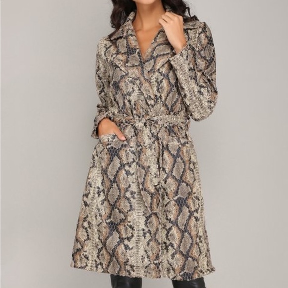 INC International Concepts Jackets & Blazers - INC Snake Print Trench Coat with a Belt XL
